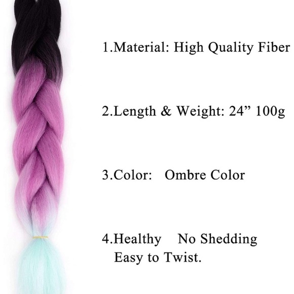 5 packs of Black Purple  ombré braiding hair *NWT* main image 6